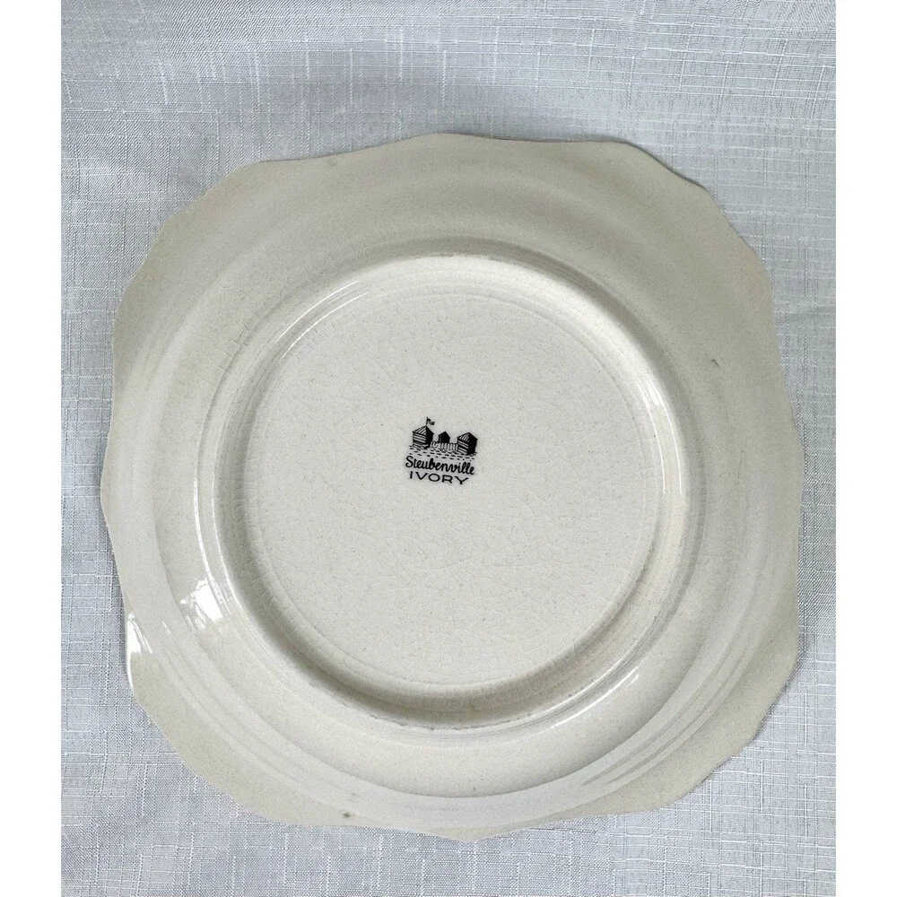 1930s Vintage Stuebenville Ivory Serving Bowl 8” STB137 Rare Rose Dawn Pattern